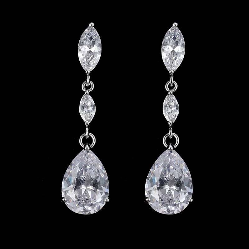 SUGO Fashion Shiny High Quality Long Water Drop Cubic Zircon Earrings for Elegant Women Wedding Party Jewelry Accessories 260625 - view 3
