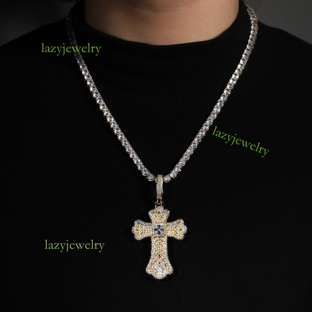 VVS Moissanite diamond-encrusted Cross Wheat Pendant s925 Silver Hip Hop Custom necklace 14k gold accessories - view 3