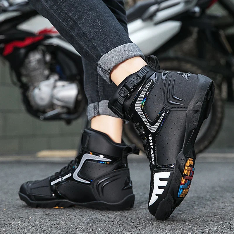 Men Leather Motos Breathable Anti Slip Wearresistant Riders Boots Motorbike Racing Ankle Length Shoes Motorcycle 260626 - view 1