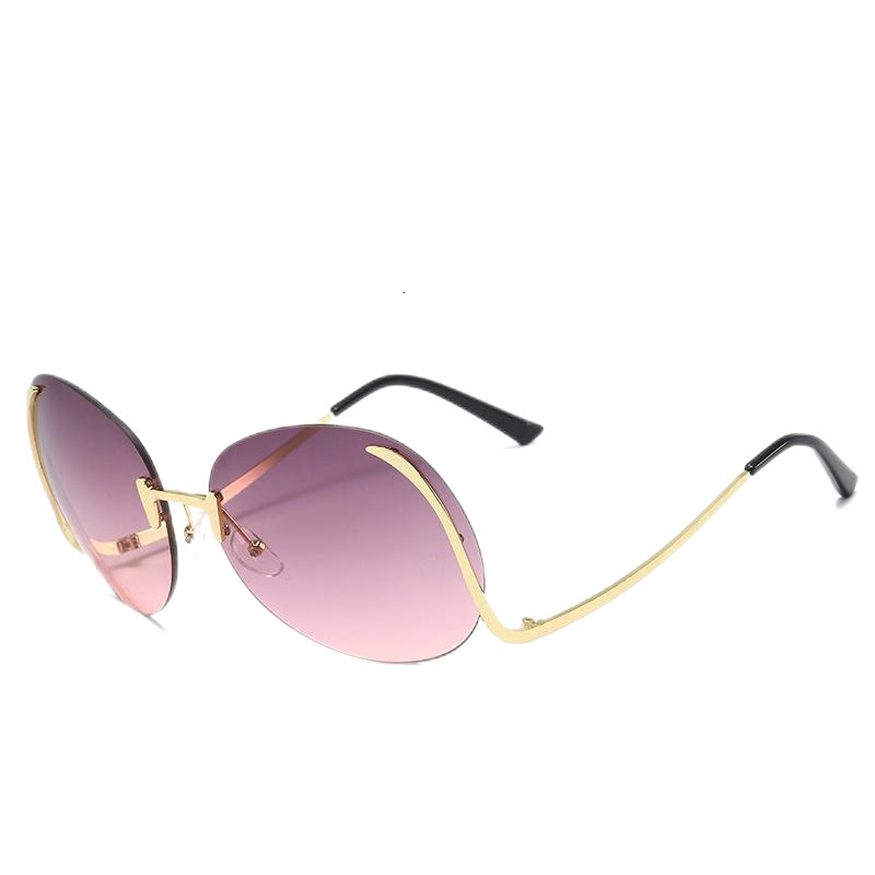 Oversized Sunglasses Large Frame Glasses Personality Trend Trendy Frameless Sunglasses New Model Ocean Lens Fashionable Metal For Women - view 6