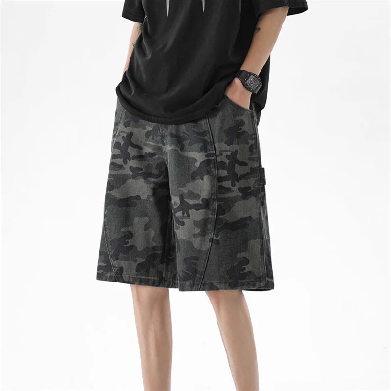 2026 Summer Camo Baggy Cargo Shorts For Men Casual Trend Straight Short Jeans American Retro Highstreet Punk Y2K Jorts 260625