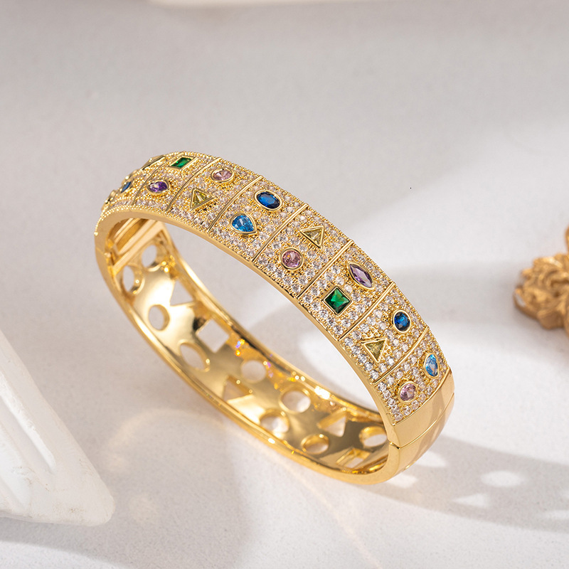 Bracelets European And American Zircon Bracelets With Colorful Designs Zircon-Inlaid Light Luxury Bracelets Multicolored Bangles - view 4