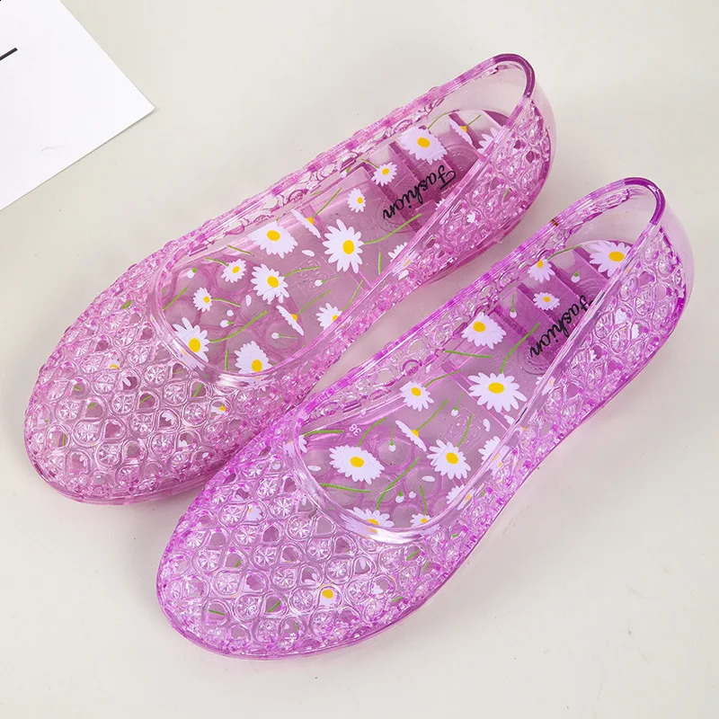 Size 36-40 Womens Sandals Summer Female Transparent Crystal Shoes Mujer Flowers Slip-On Clogs Breathable Flats Jelly Sandalias 1 260626 - view 5