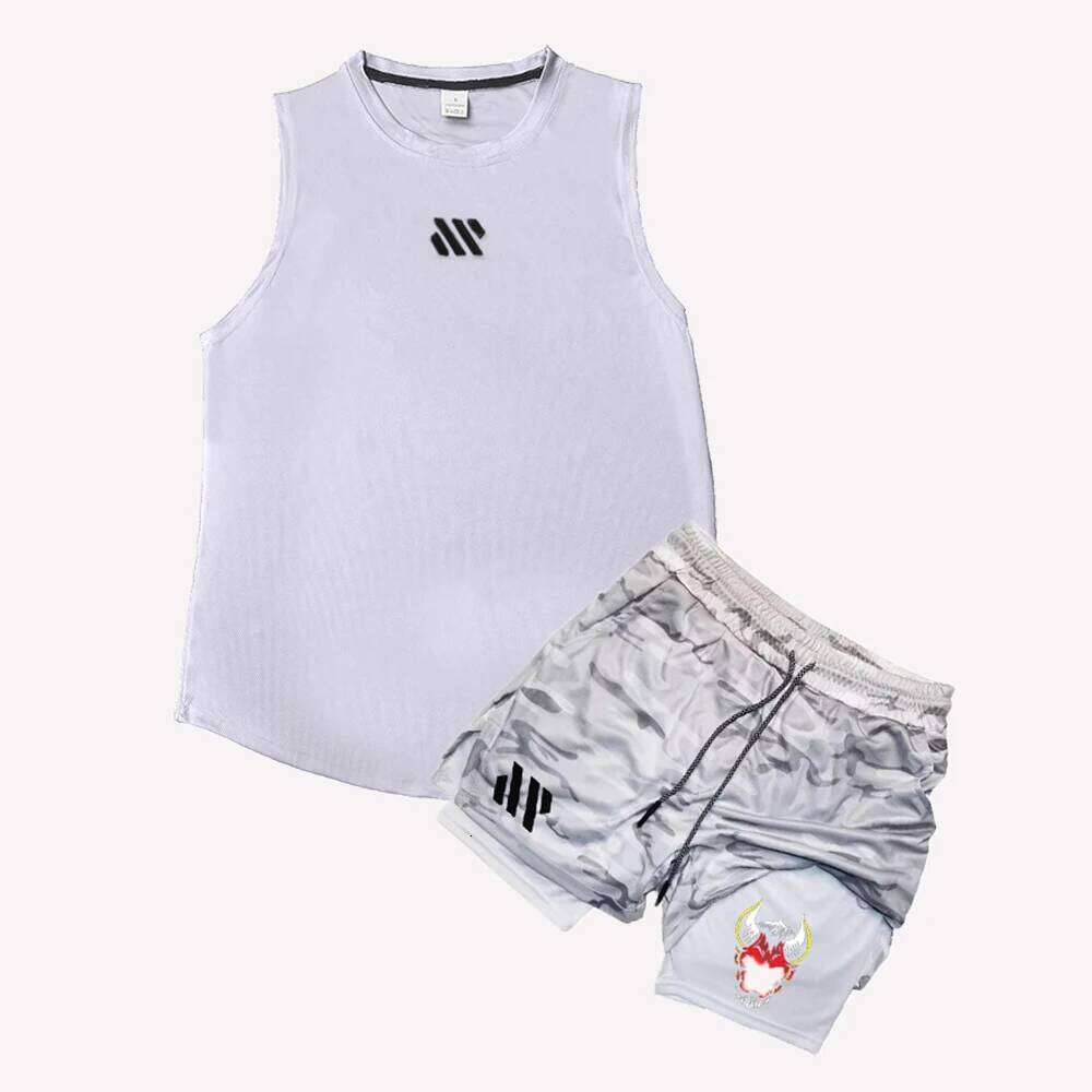 Summer Breathable Sports Men's Sleeveless Shorts Loose Quick Drying T-Shirt Short Quarter Pants Casual Running Suit 2025 26Y0626 - view 3