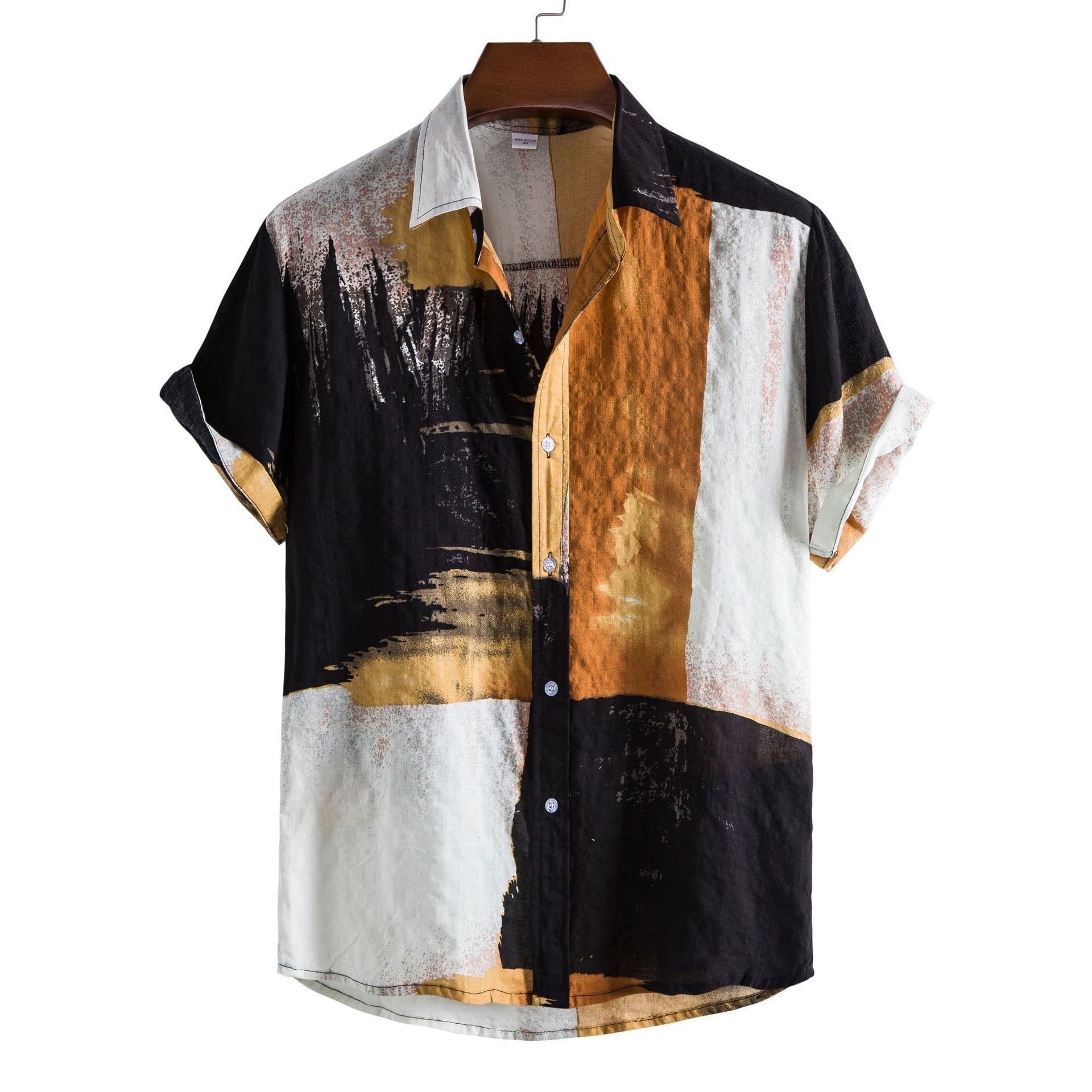 Mens Summer New European Size 3D Floral Mens Casual Short Sleeve Floral Shirt - view 7