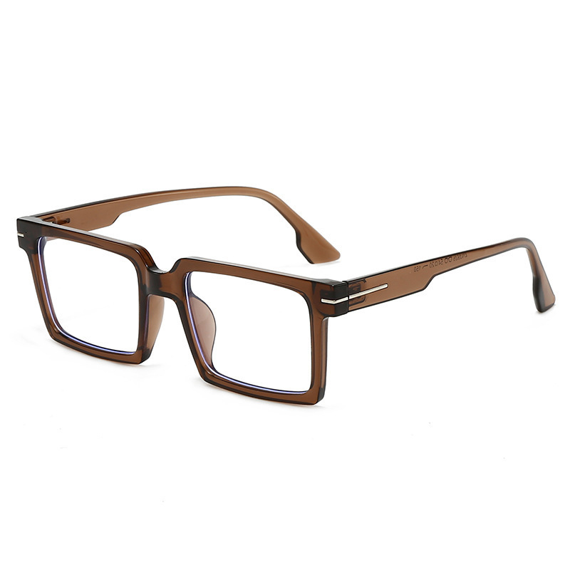 New European American Retro Square Frame Non-Prescription Glasses, Anti-Blue Light, Fashionable And Versatile, A High-End Feel, Can Be Fitted With - view 4