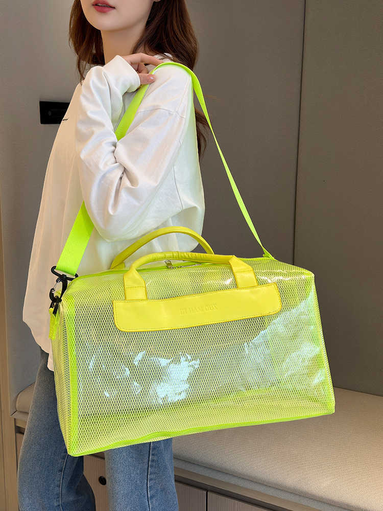 Waterproof PVC Duffle Bag Transparent Zipper Travel Storage BagSports Fitness Bag Large Capacity Handbag Shoulder Bag M260626