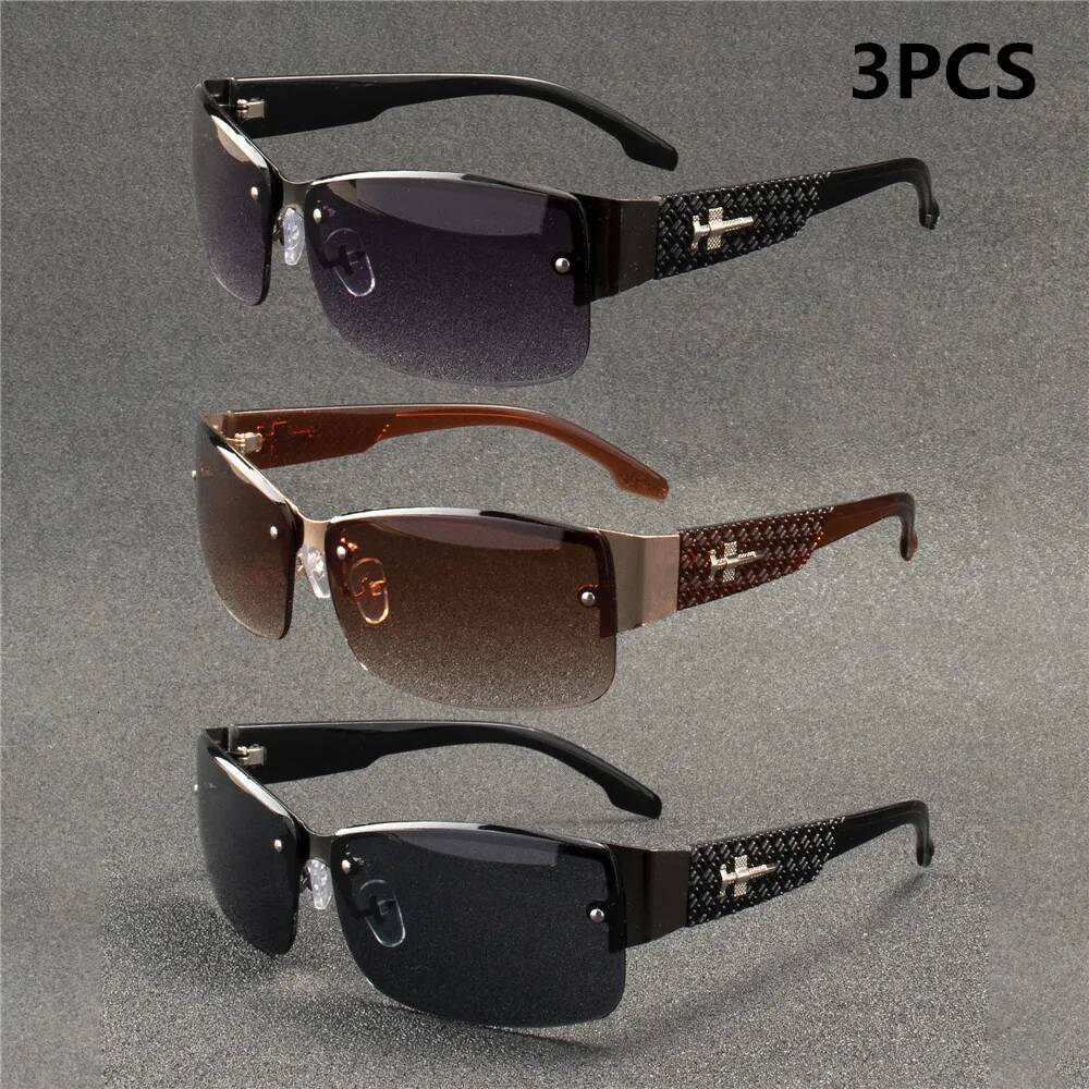 3Pcs New Fashion Designer Sunglasses High Quality Retro Women Square Glasses Men Luxury Shades
