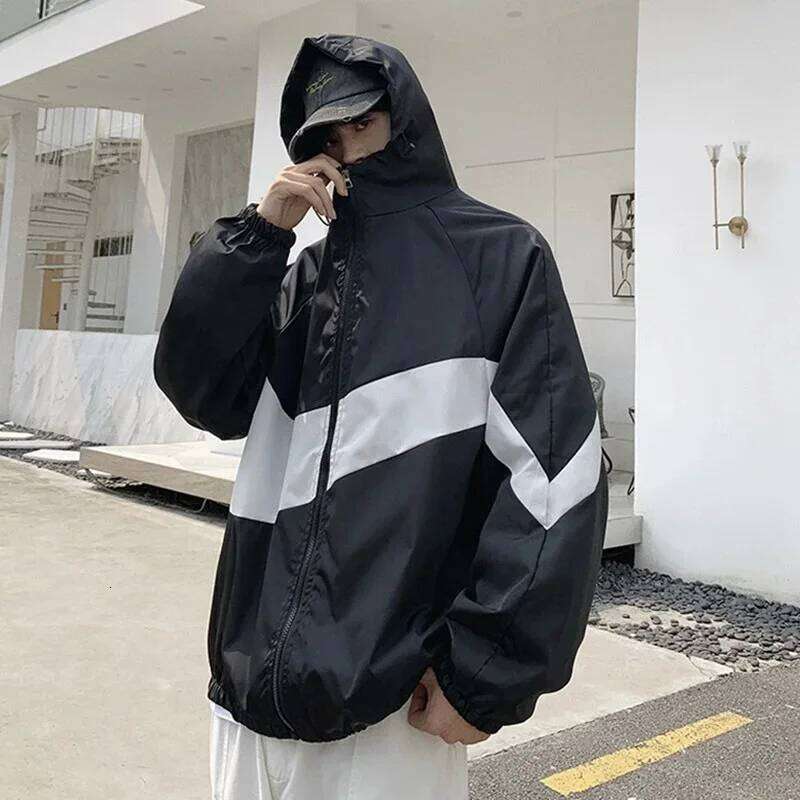 Summer Camping Thin Jacket Men Fashion Color Block Sun Protection Clothing Fishing Hunting Clothes Quick Dry Skin Windbreaker W260626