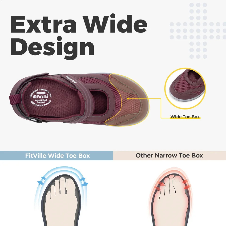 Fitville Womens Sandals Mary Jane Casual Shoes Widened Toe For Swollen Feet Lightweight Breathable Outdoor Elderly Shoes Sandal 260622 - view 4