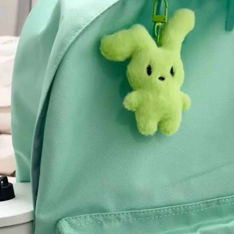 Kawaii Cartoon Keychain New Cute Green Pink Plush Soft Rabbit Doll Keys Chains Funny Lovely Animals Backpack Bag Pendants 26Y0626 - view 4