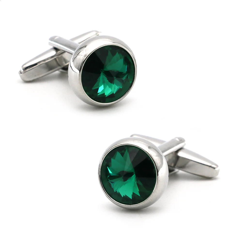 Mens Crystal Cufflinks Green Color Stone Top Quality Wedding Cuff Links 260626 - view 1