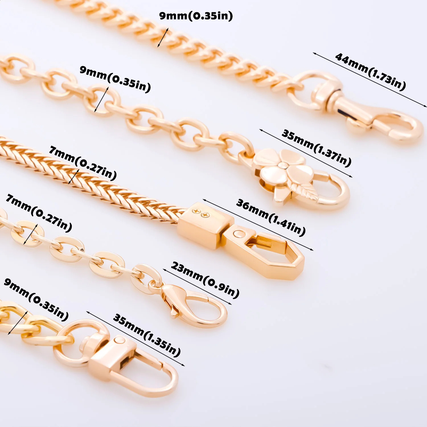 Purse Chain Flat Bag Chain with Metal Buckles Chain Purse Strap for DIY Purse Wallet Handbag Shoulder Bag Crossbody Bag 260626 - view 4