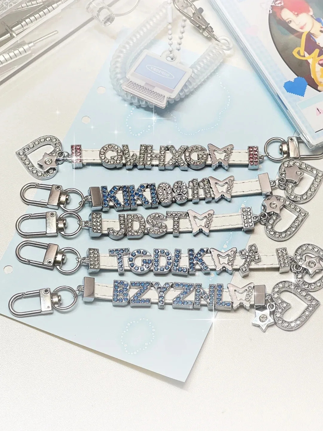 Slide Letters Charms Alphabet 8mm Alloy Pink Rhinestone 93p Fit DIY Wristband Bracelet Pet Collar Jewelry Making Women Kids Gift 260623 - view 6