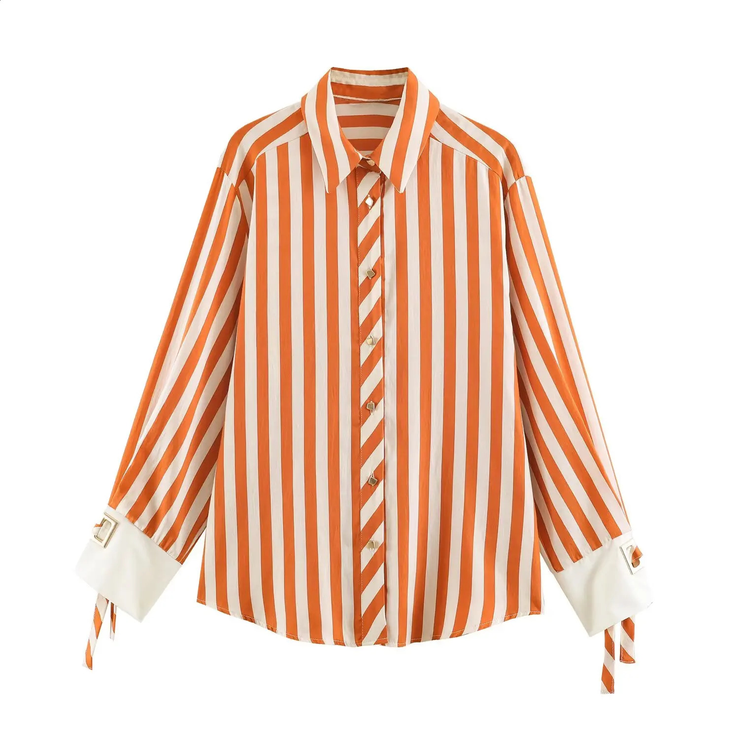 Willshela Women Fashion With Bow Striped Single Breasted Blouse Vintage Lapel Neck Long Sleeves Female Chic Lady Shirts 260626 - view 5