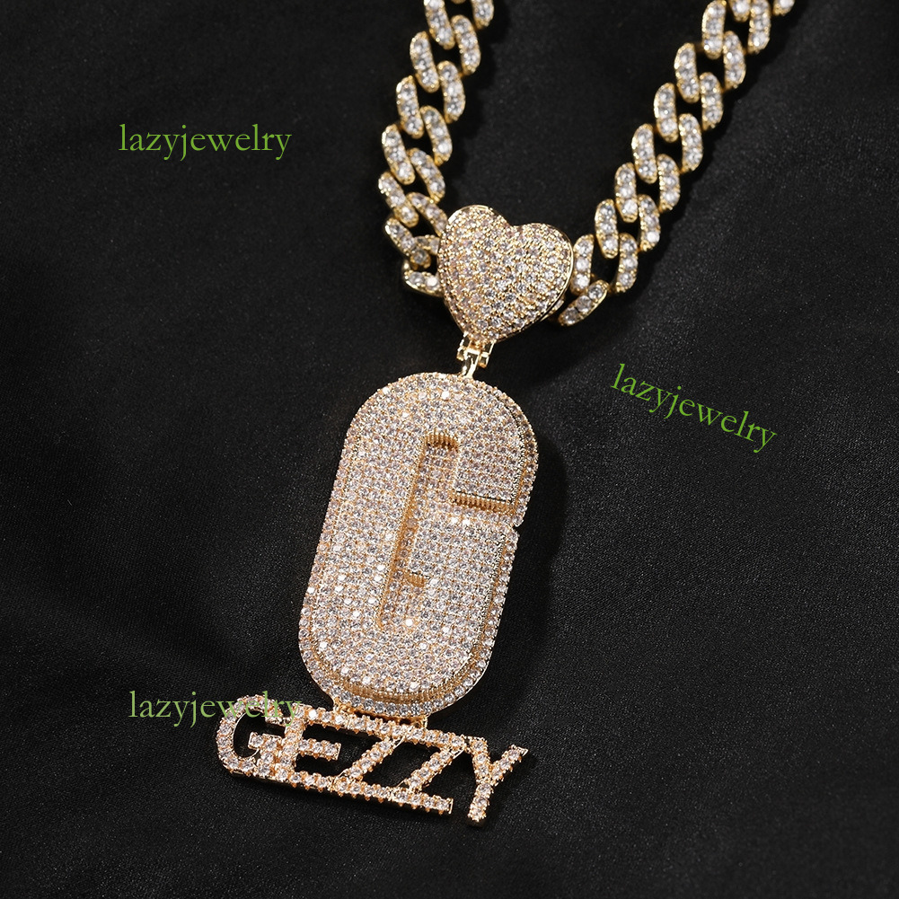 Hip hop new customized silver love button letter necklace inset moissanite tide male street style rap accessories free delivery - view 5
