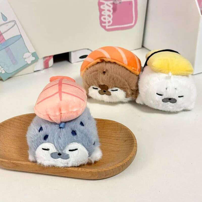 Cute Seals Sea Otter Baby Keychain Plush Seal Figurine Hanging Keyrings Student Schoolbag Key Chain Pendant Gifts 26Y0626 - view 7