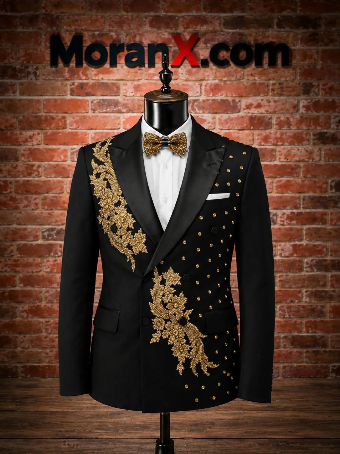 Handsome Men Suits Tailor-Made 2 Pieces Appliques Peaked Lapel Jacket Rhinestone Double Breasted Blazer Prom Party Customized Coat Pants Plus Size - view 6