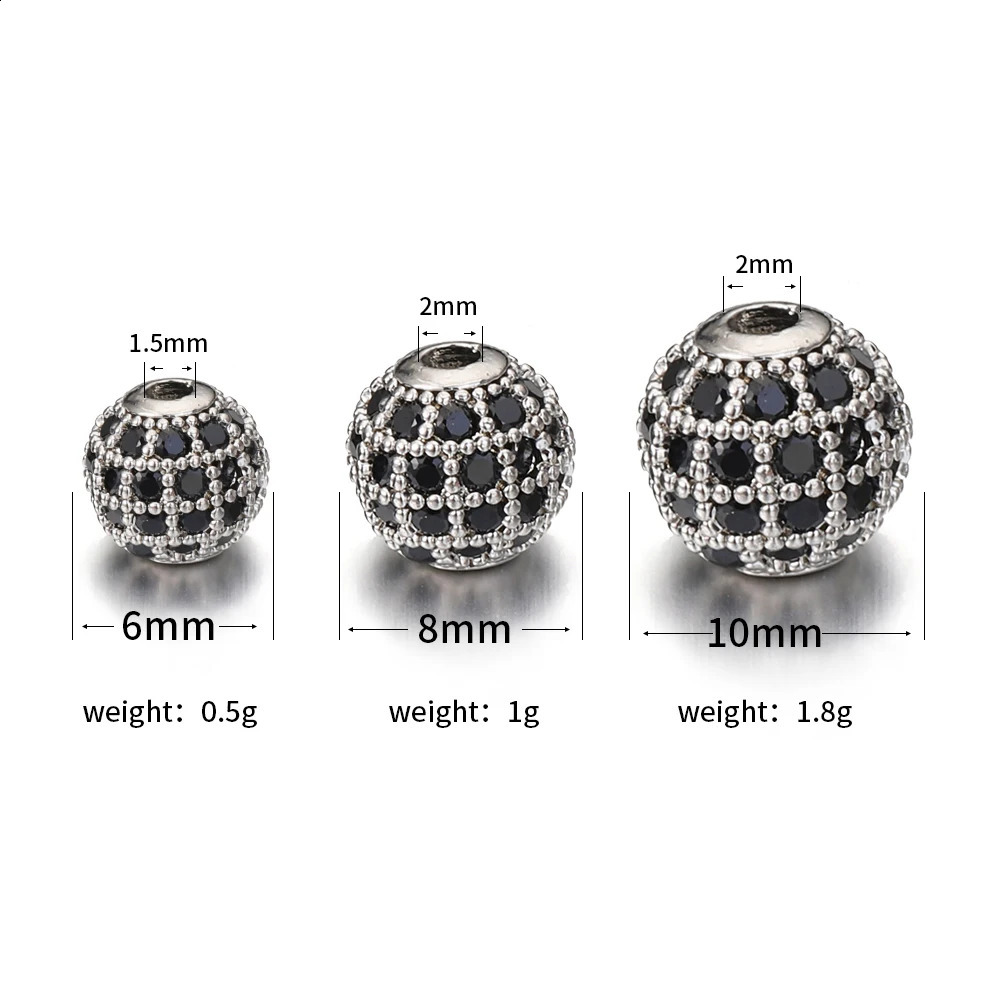 5pcs Metal Brass Micro Pave Cubic Zirconia Round Spacer Loose Beads for DIY Charms Necklace Bracelet Jewelry Making Accessories 260623 - view 4