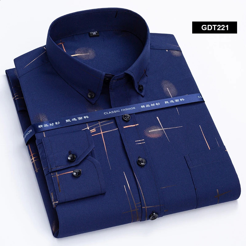 Mens Non-iron Shirts Business Casual Bronzing Long Sleeved Regular Fit Shirts Spring and Autumn Fashion Print Top Clothing 260626 - view 6