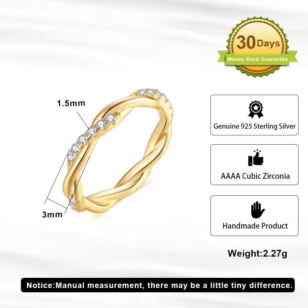 RINNTIN SR317 Factory Wholesale Popular Single Row Diamond Ring Moissanite Fine Jewelry Twist Custom Rings for Girls - view 4