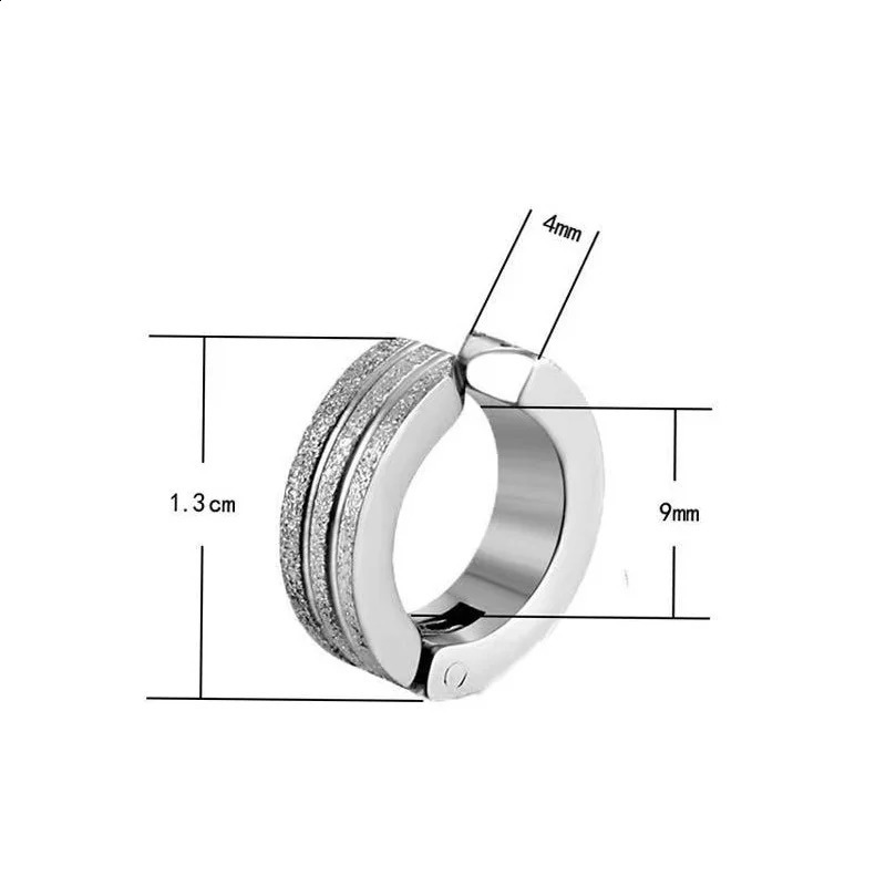 2pcs Non Piercing Frosted Scrub Groove Ear Clip Stainless Steel Small Circle Hoop Earrings for Women Men Punk Jewelry 260623 - view 6
