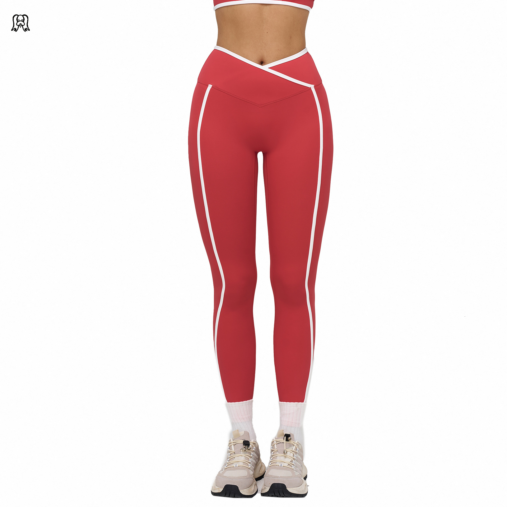 lucky dog yoga Color blocked cross waist outdoor running fitness yoga pants