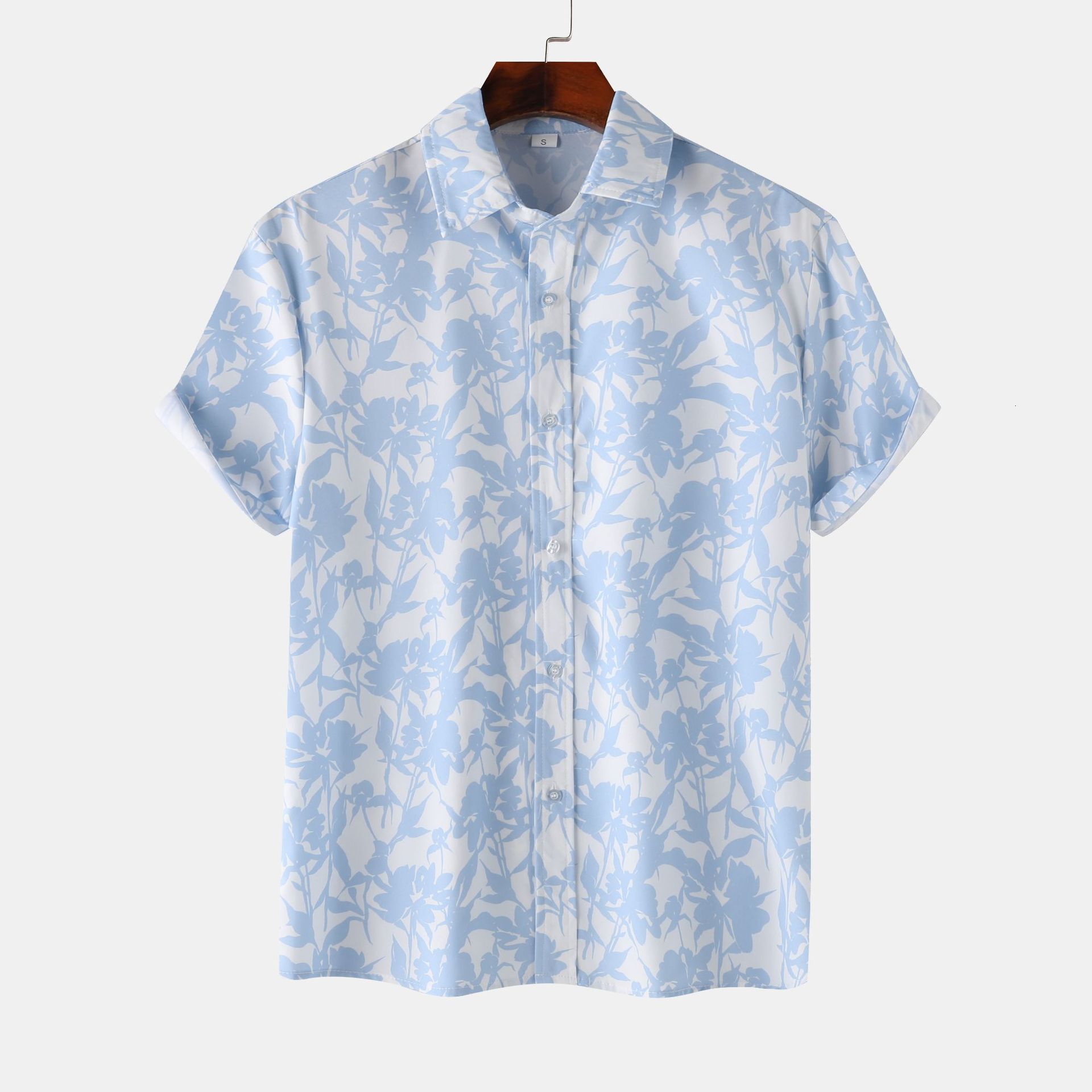 2024 Mens Stand Collar Floral Short Sleeve Shirt - view 4