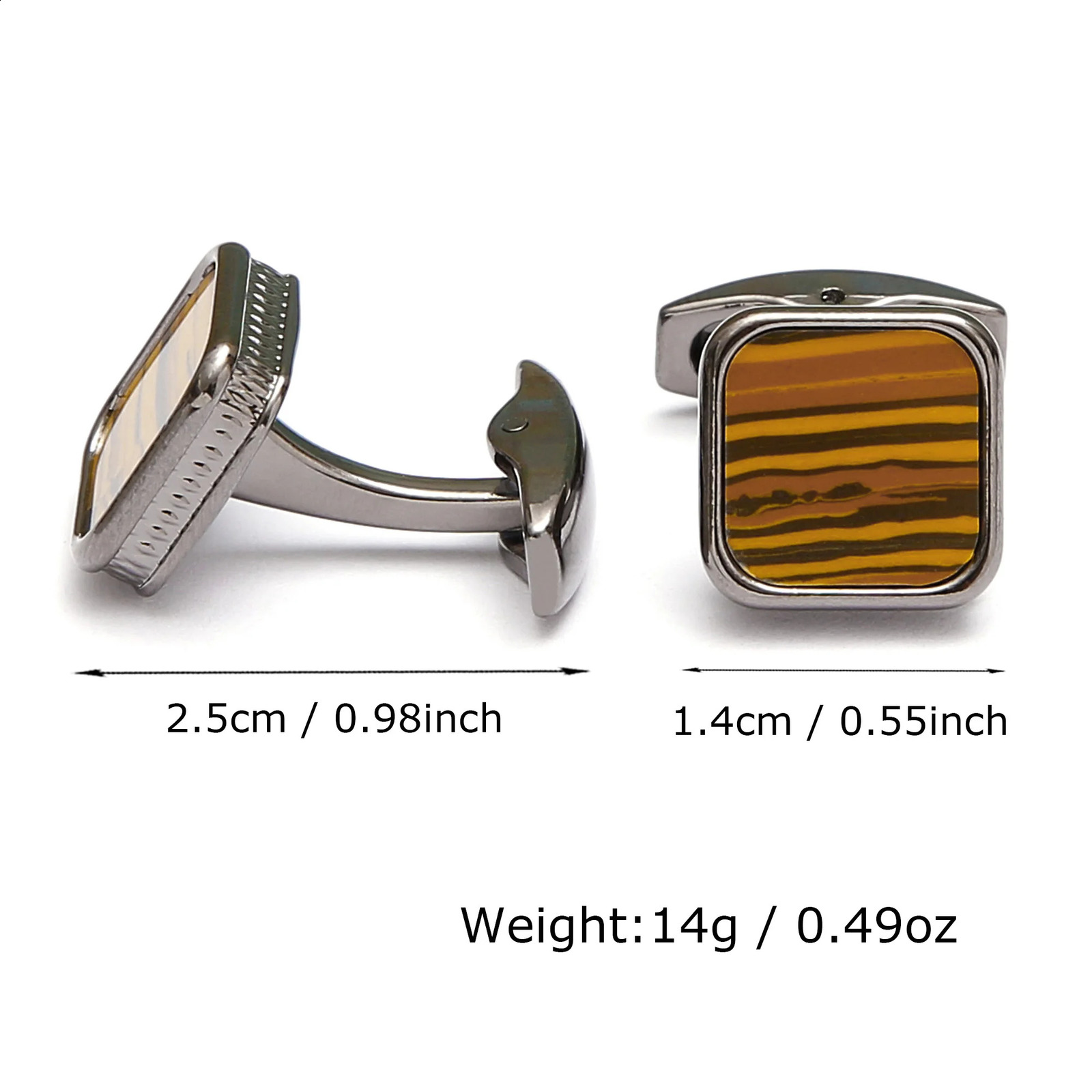 TOMYE Square Tiger Eye Pattern Cufflinks Alloy Metal Cuff Links for Mens Dress Shirts Business Wedding Party Gift 260626 - view 3