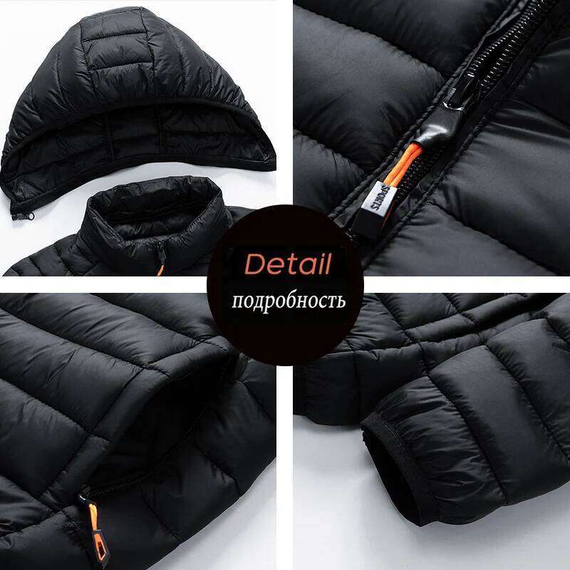 8XL Men New Autumn Winter Warm Waterproof Jacket Mens Hooded Casual Outwear Detachable Hat Outfits Parkas Coat Male W260626 - view 6