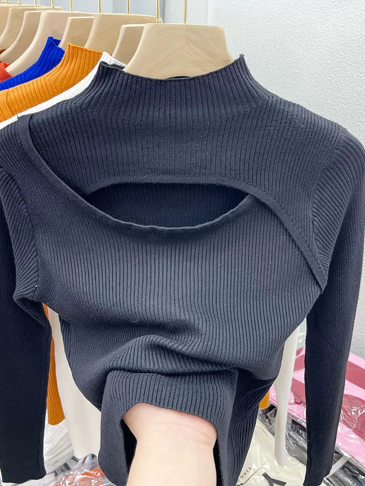 2026 Autumn Winter Sexy Hollow Out Women Sweaters Tops Slim Vintage Jumper Soft Warm Pull Female Casual Pullover Knitted Sweater 260626 - view 6