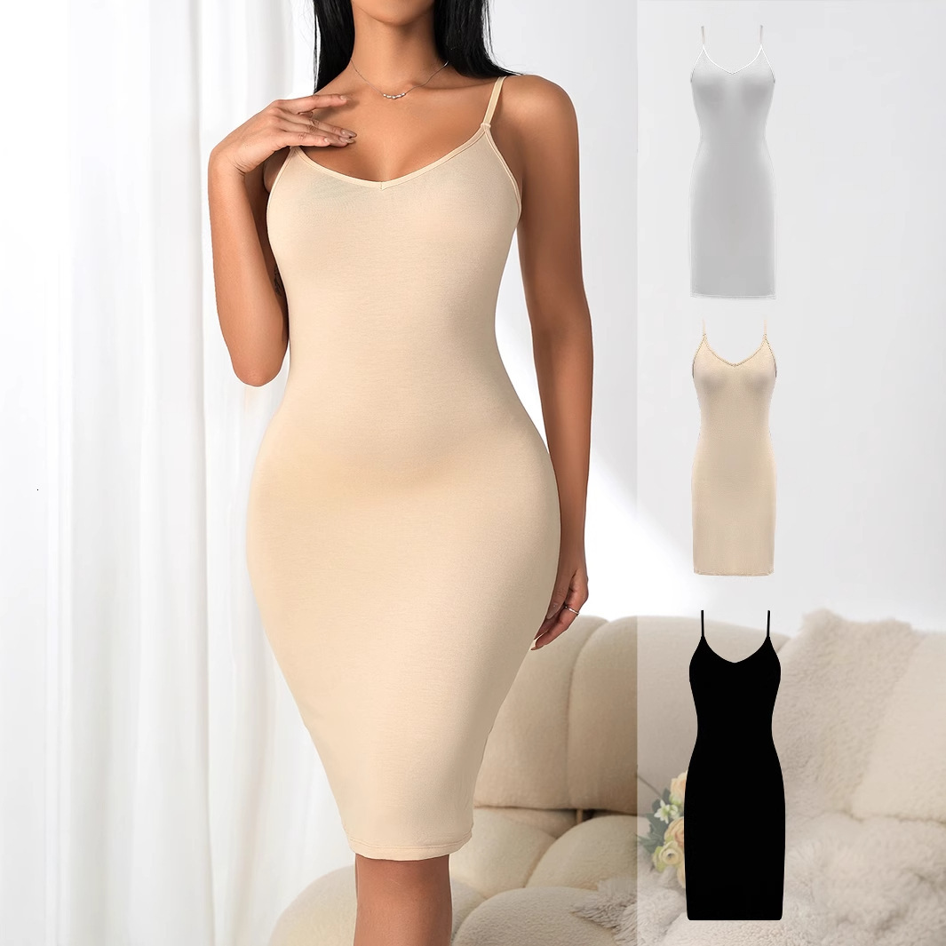 2026 Womens Solid Color Strapless Slim-Fit Sexy Waist-Cinching and Hip-Lifting Shapewear Dress