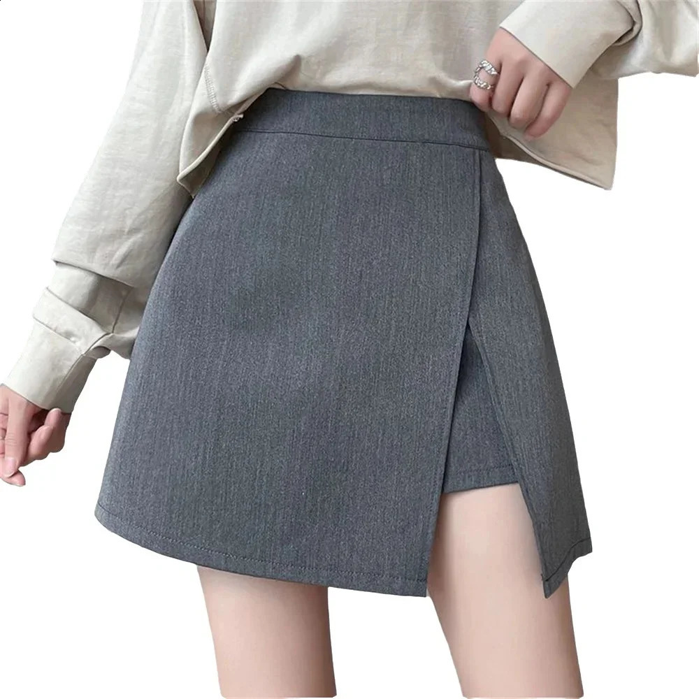 2026 Black Grey Irregular Skirt Aline Women High Waist Korean Fashion Zipper All Matched Shorts Skirts vintage for women 260626 - view 3