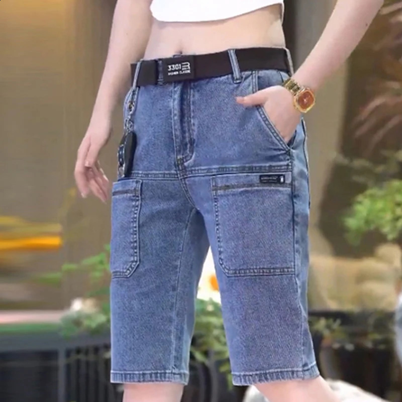 n Multipocket Denim Shorts Men Summer Thin Straight Casual Short Jeans Stretch Fashion Streetwear Mens Korean 260625
