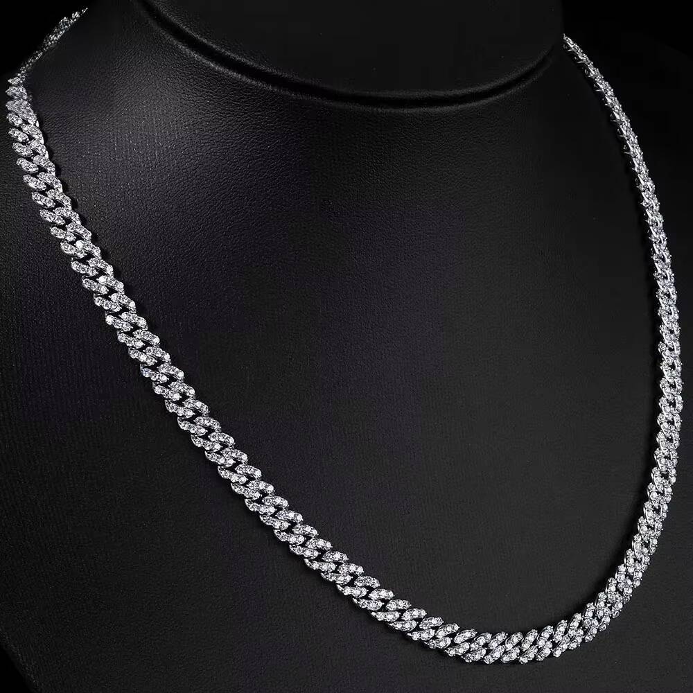 Fealux Womens Shiny Cuban Link Chain Necklace 6mm Silver Plated Full Pave Cubic Zirconia Iced Out Luxury Hip Hop Fine Jewelry - view 3