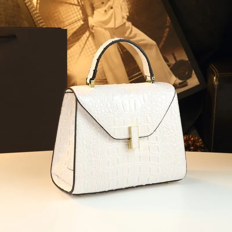 2026 atmospheric crocodile patterned shiny leather womens bag single shoulder crossbody handbag 260626 - view 3
