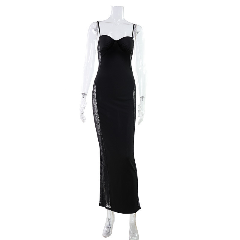 Sexy womens clothing with lace splicing and hollow-out design alluring hot girl strapless bodycon dress - view 6