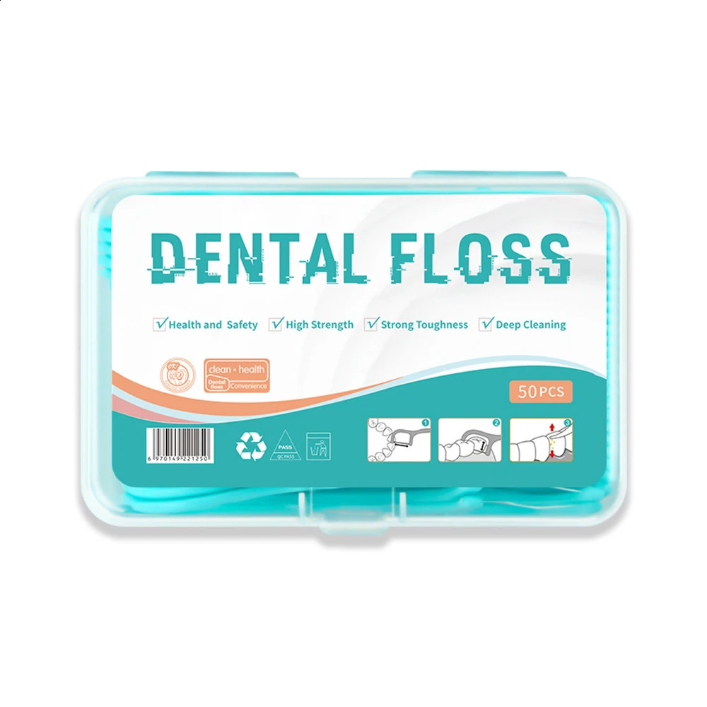 KingubznisDental Floss Plastic Toothpicks with Threads Soft Dental Flosser Elastic Silk Sticks Ultrathin 50Pcs 260626 - view 3