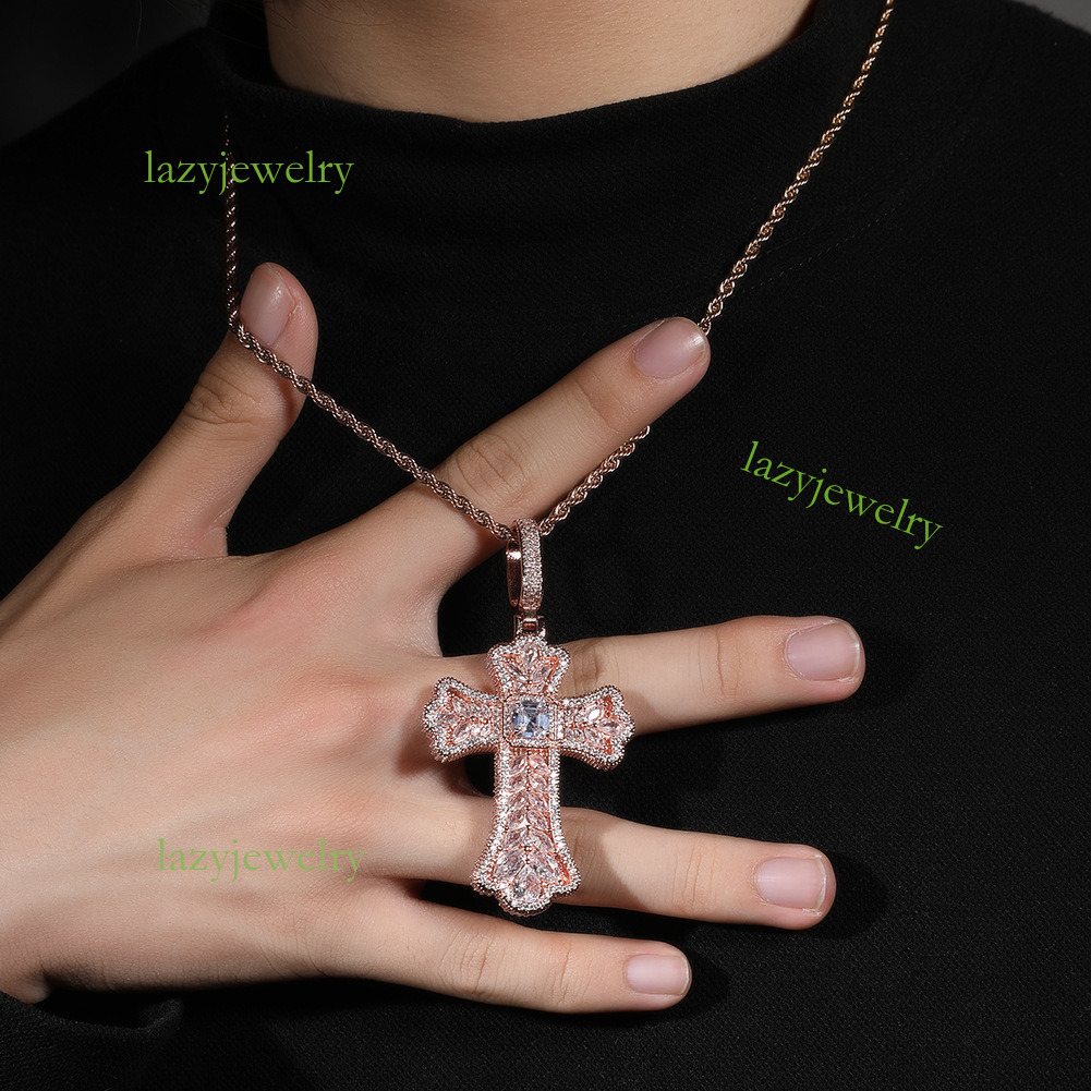 VVS Moissanite diamond-encrusted Cross Wheat Pendant s925 Silver Hip Hop Custom necklace 14k gold accessories - view 5