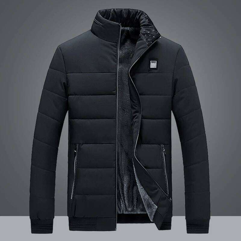 Puffer Mens Fleece Lined Parkas Stand Collar Men's Winter Warm Thick Coat Quilted Padded Jacket Outwear J260626 - view 4