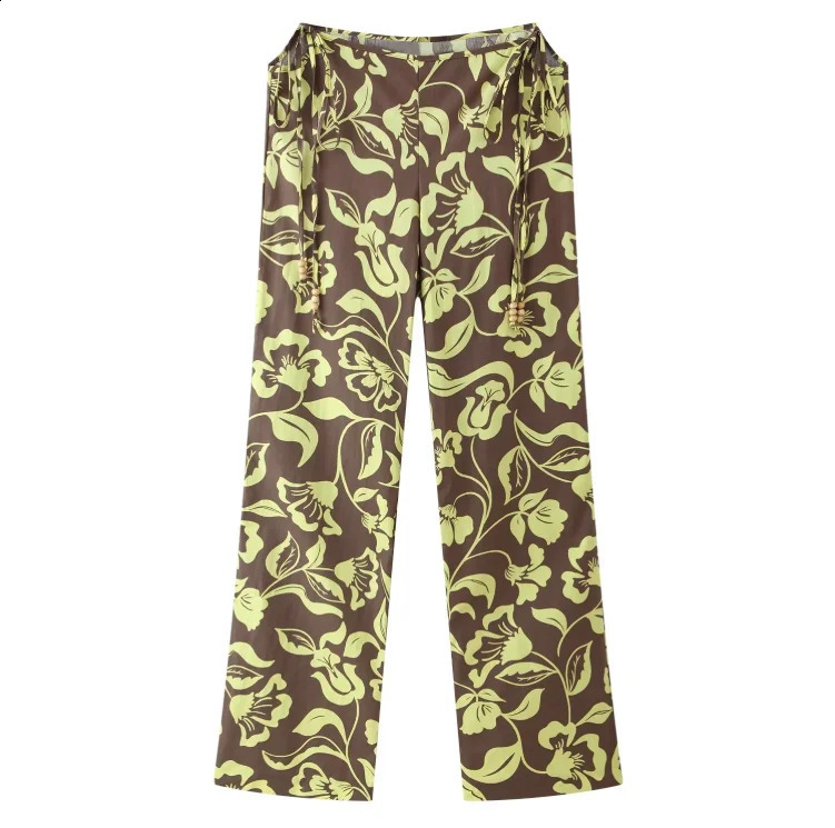 Floral Halter Women Twopiece Set Fashion Asymmetrical Crop Tops High Waist Wide Leg Pants Sets 2026 Lady Casual Streetwear 260626 - view 4