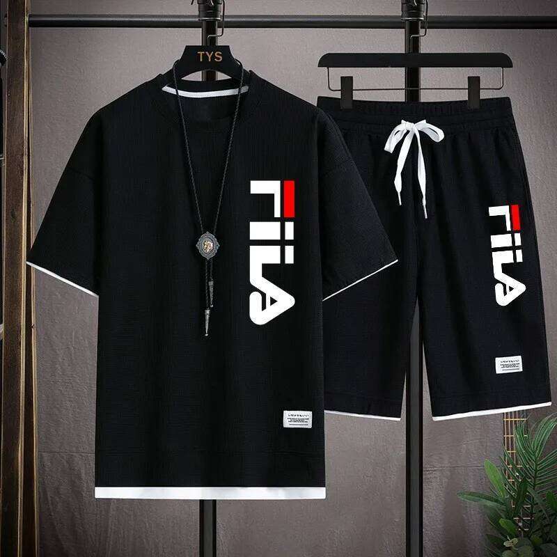 2026 Summer Men's Casual T-shirt+Shorts Waffle Fashion Short Sleeve Shorts Two sets of Sports Loose Set 26Y0626 - view 1