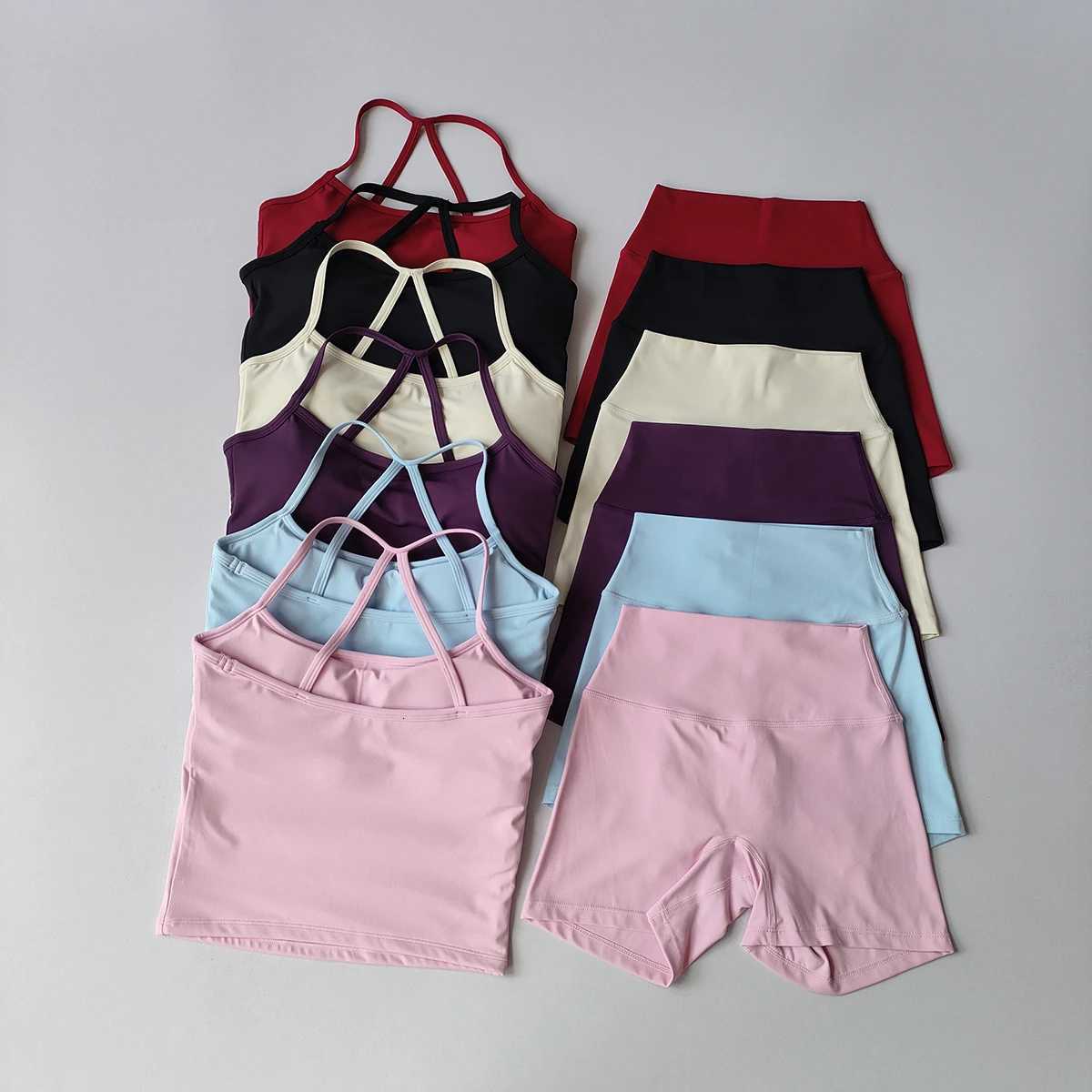 Set Top Longline Yoga Strappy Gym Set Seamless Backless Sports Bra Tops Tank top Hip Lift Leggings Gym Shorts Sets Sports Set M260626 - view 4