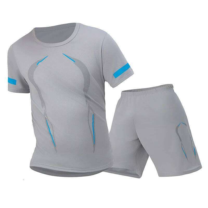 2 Piece Four Seasons Men's Short Sleeve Set Printed Quick Drying T-shirt for Youth Sports Fitness Running Comfortable and Casual 26Y0626 - view 4