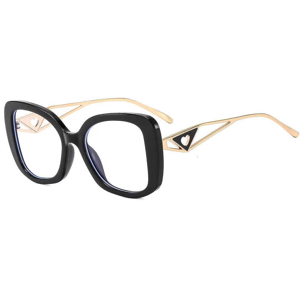 Brand Oversized Square Reading Women Triangle Heart Temple Eyeglasses Blue Light Blocking Clear Computer Glasses - view 5