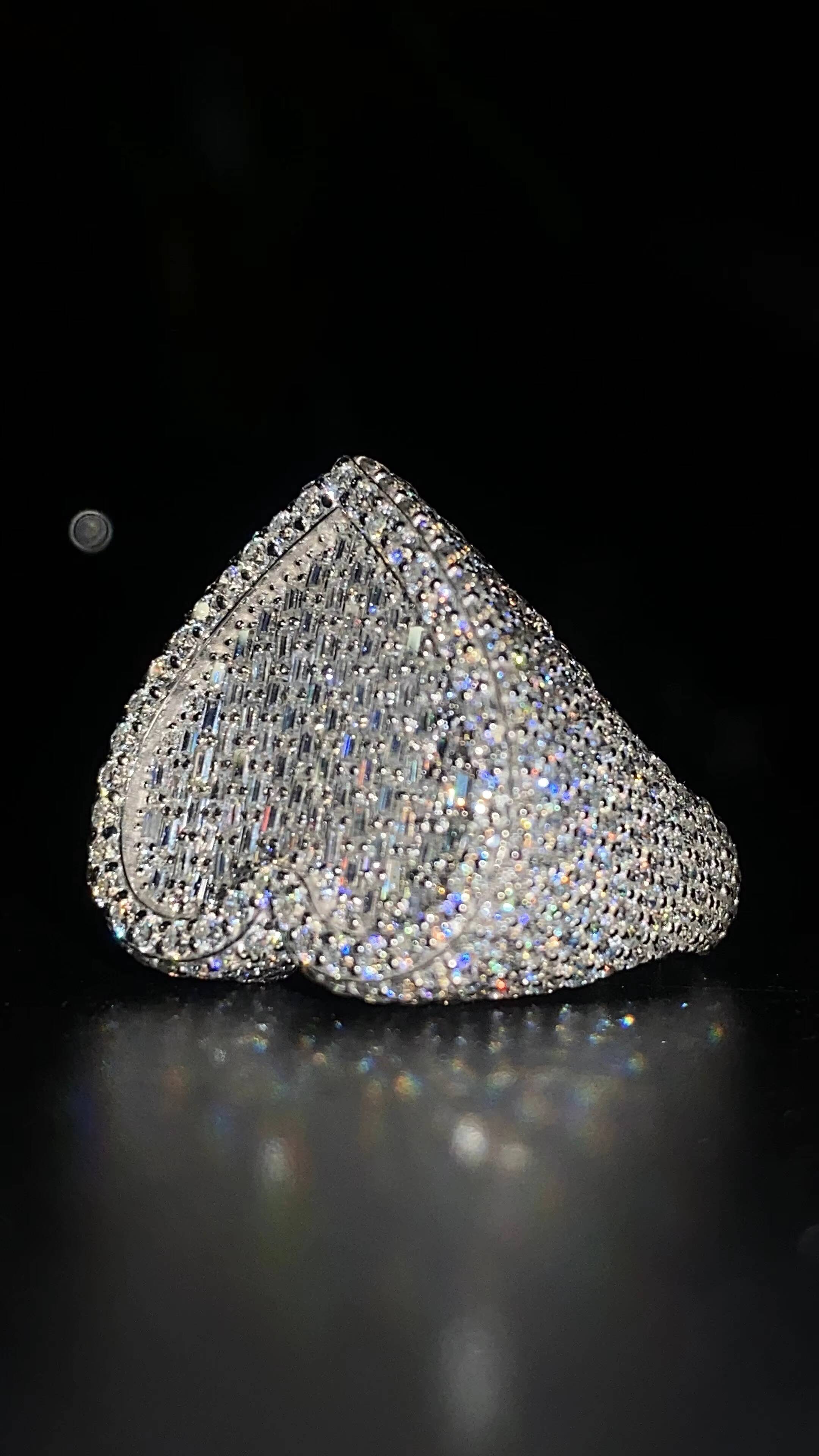 Luxury moissanite heart ring iced out full pave design sparkling stones statement jewelry elegant bold fashion ring - view 5