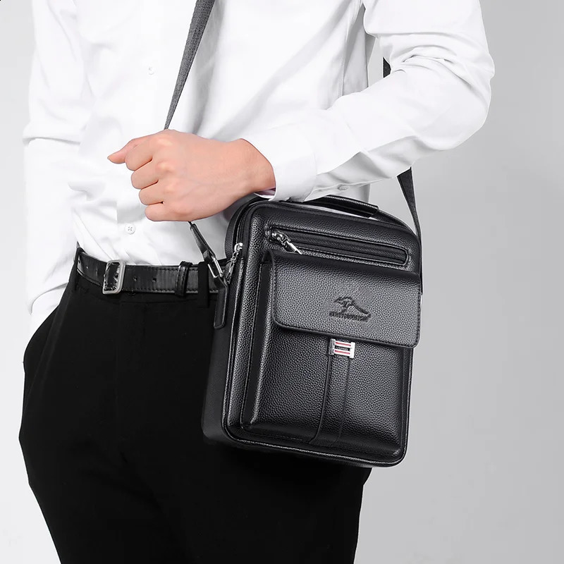 Mens Vintage Faux Leather Shoulder Bag Business Crossbody Bag Multi Pocket Daily Messenger Bag Male Casual Handbag 260626 - view 7