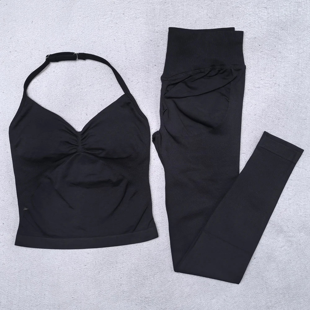 Seamless Yoga Set Women Gym Clothing Scrunch Bum Legging Padded Tank Top Workout Outfits Fitness Sportswear Suits 260626 - view 3