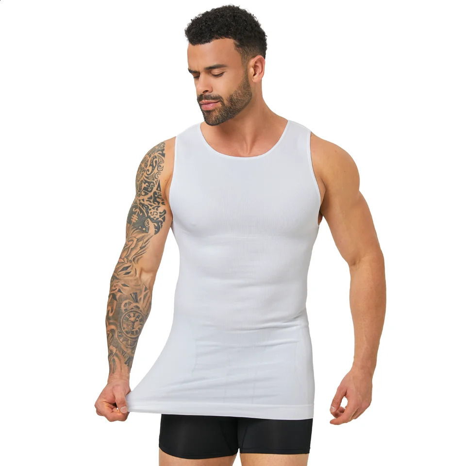 Mens Seamless Body Shaper Tank Top High Stretch Breathable Compression Vest Slim Fit Workout Casual Wear 260625 - view 6