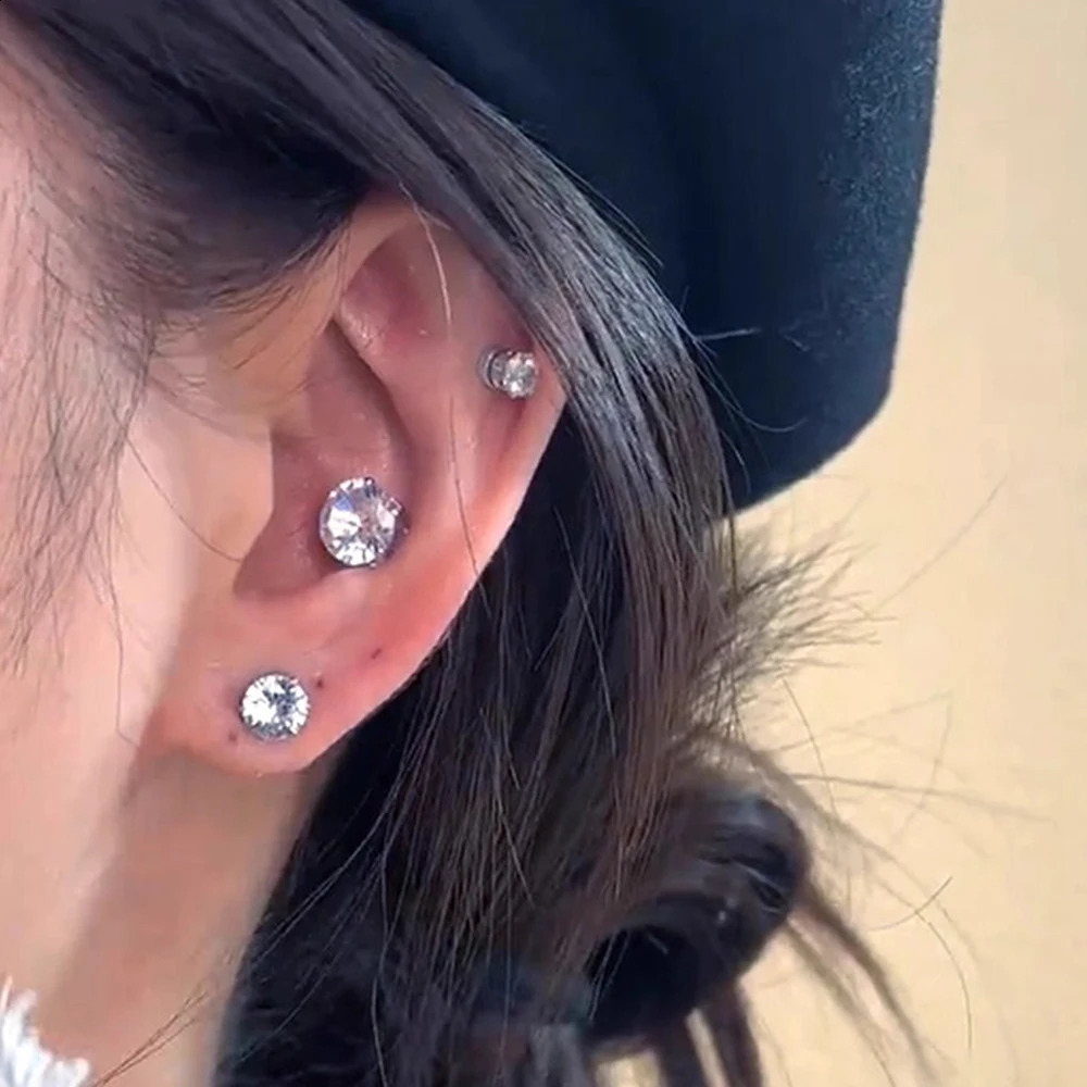 1 Pair Crystal Strong Magnetic Ear Stud Clip Earrings for Men Women Punk Round Zircon Magnet Non Piercing Jewelry 260623 - view 4